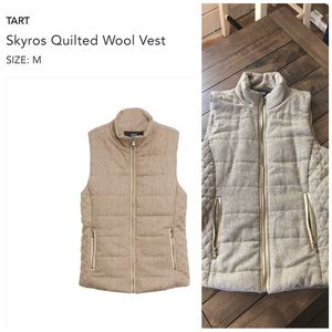 Tart Quilted Vest Brown Tan Stand-Up Collar
